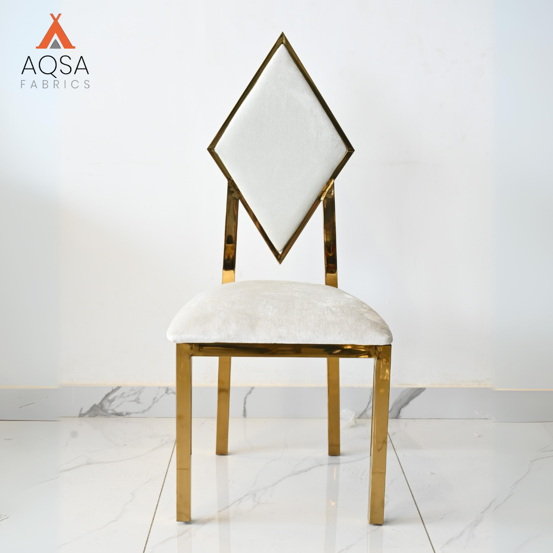 High Quality Velvet Home Dining Chair with gold metal and stainless steel (Off White Color)