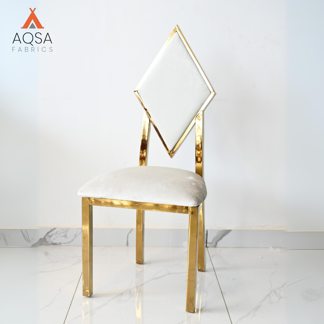 High Quality Velvet Home Dining Chair with gold metal and stainless steel (Off White Color)