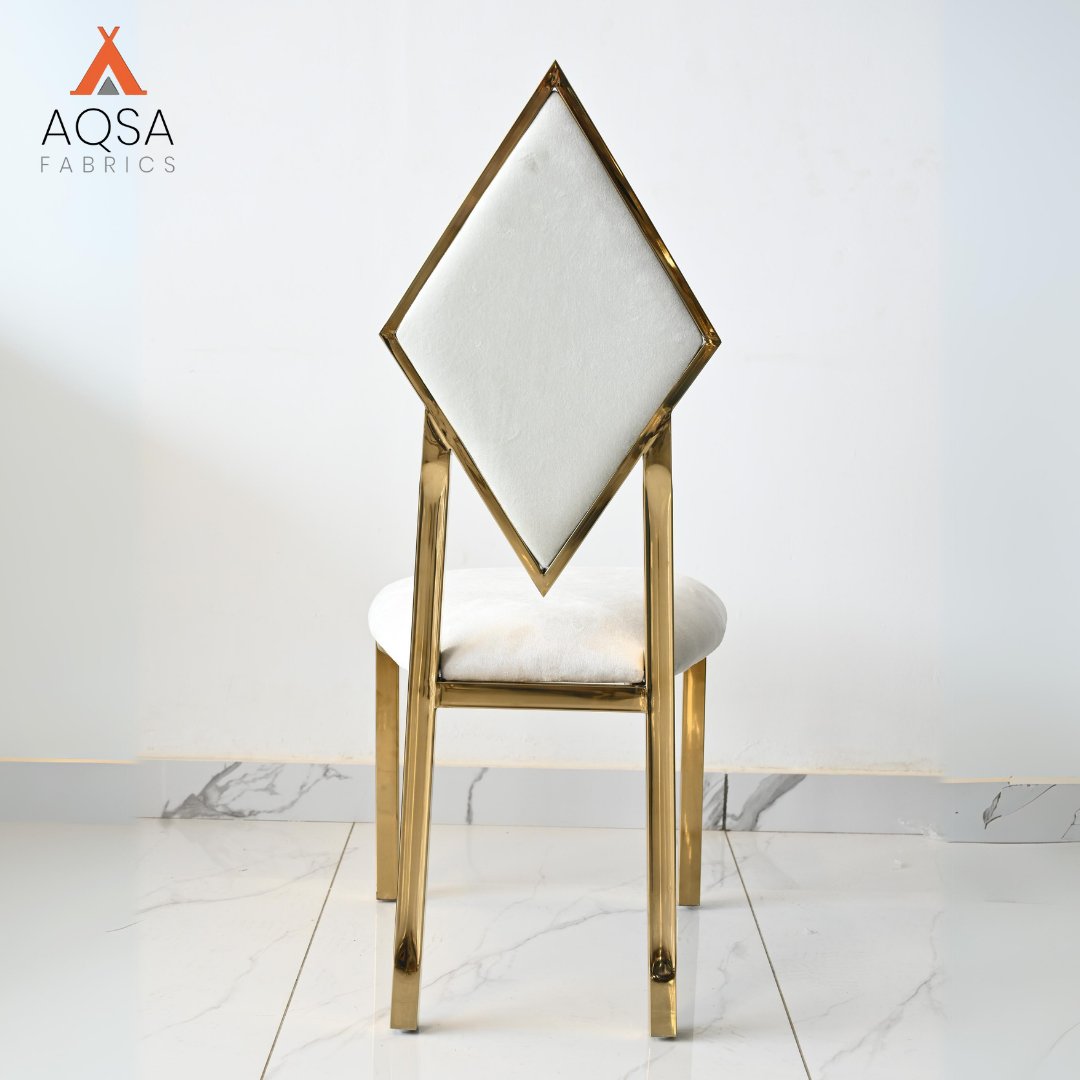 High Quality Velvet Home Dining Chair with gold metal and stainless steel (Off White Color)