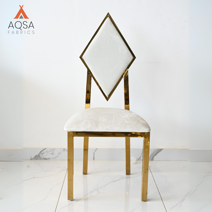 High Quality Velvet Home Dining Chair with gold metal and stainless steel (Off White Color)