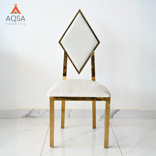 High Quality Velvet Home Dining Chair with gold metal and stainless steel (Off White Color)